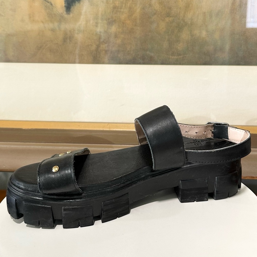 🌸SANDRO MASCOLINI🌸 Strappy Platform Lug Sole Sandals Black Size: 8.5M - Picture 3 of 16